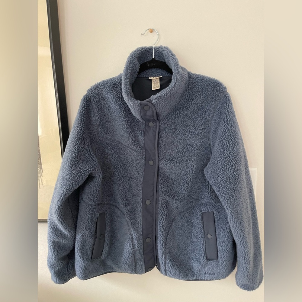 L.L.Bean Women's Bean's Sherpa Fleece Jacket, navy,XL